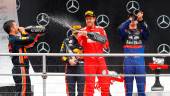 TRIUNFO. El piloto neerlandés Max Verstappen, tras ganar la carrera del Gran Premio de Alemania. 
