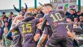Los jugadores del Real Jaén celebran el tanto de Javi Moyano, que supuso el 0-1 ante el Ciudad de Torredonjimeno el pasado miércoles. / David Torres / Real Jaén.