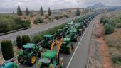 ANTEQUERA. Los tractores ocuparon la autovía a su paso por el término municipal de Antequera en la protesta, que duró algo más de dos horas.