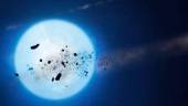 Grupos de escombros de un planetesimal interrumpido espaciados en una órbita larga. / Dr Mark Garlick / The University of Warwick.