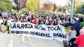 Unas 300 personas protestaron en La Alameda el 13 de marzo para evitar el tráfico rodado en el parque. / Fran MIranda / Diario JAÉN. 