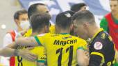 ALEGRÍA. Los jugadores del Jaén Paraíso Interior FS celebran el segundo gol de Carlitos.