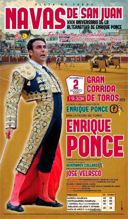 Enrique Ponce conmemora los 30 años de su alternativa con una encerrona en Navas de San Juan Enrique Ponce conmemora los 30 años de su alternativa con una encerrona en Navas de San Juan