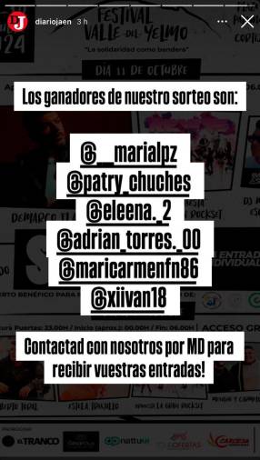 Aquí tienen a los ganadores del sorteo de Diario JAÉN para el Festival Valle del Yelmo $!Aquí tienen a los ganadores del sorteo de Diario JAÉN para el Festival Valle del Yelmo