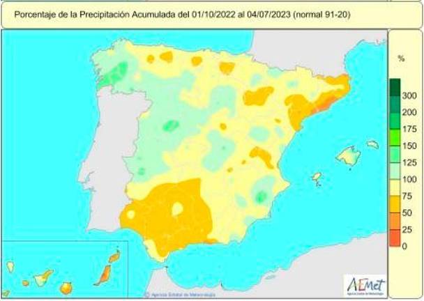 La falta de lluvias acumulada en España desde que comenzó el año hidrológico baja un 14% La falta de lluvias acumulada en España desde que comenzó el año hidrológico baja un 14%