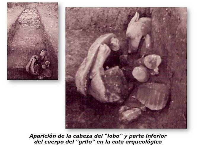 <i>Aparición de la cabeza del “lobo” y parte del “grifo”. </i>