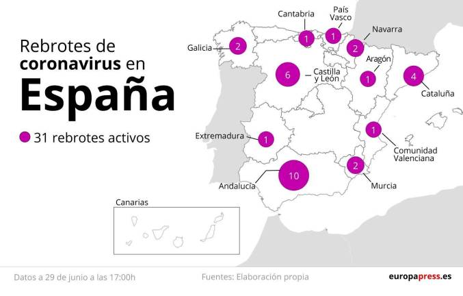Estas son las 14 Comunidades con rebrotes Estas son las 14 Comunidades con rebrotes