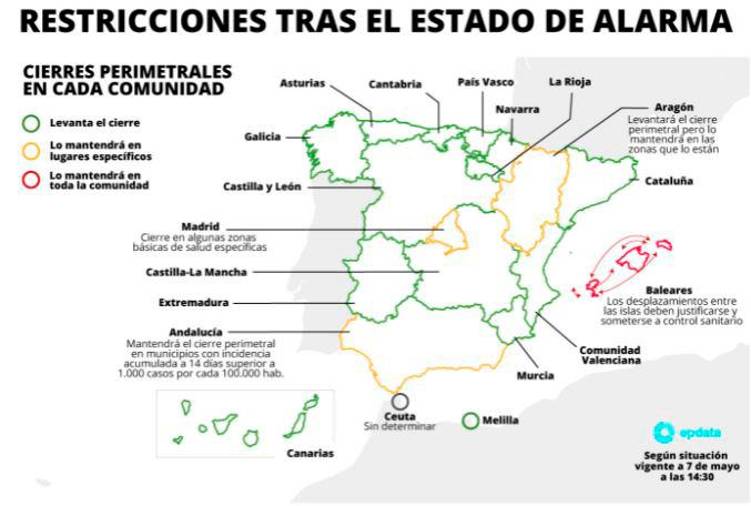 Solo cuatro comunidades mantendrán el toque de queda a partir del domingo