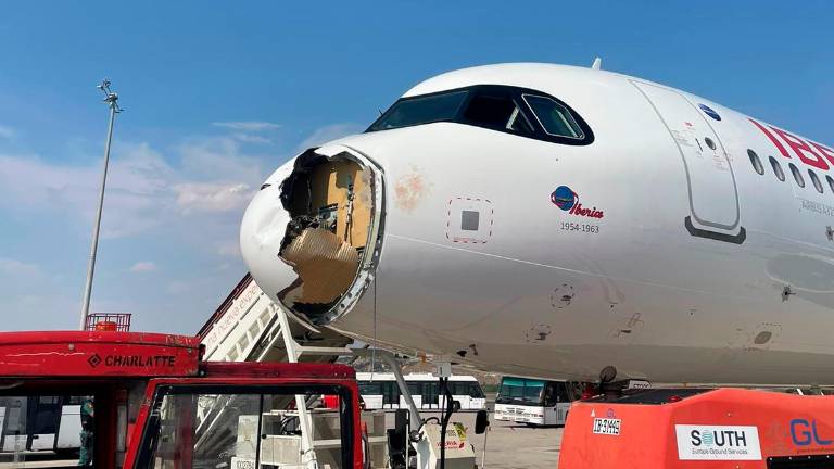 Un avión aterriza de emergencia en Barajas por el impacto de un pájaro Un avión aterriza de emergencia en Barajas por el impacto de un pájaro