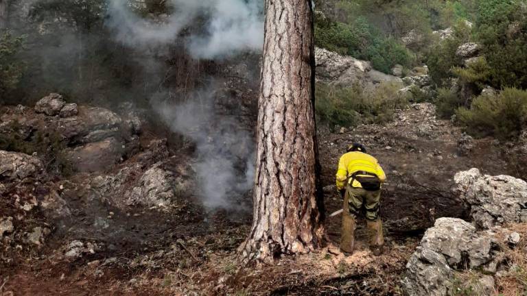 Continúa el remate y extinción de los incendios del Barranco de Guadalentín y del Torcal del Lobo en Cazorla Continúa el remate y extinción de los incendios del Barranco de Guadalentín y del Torcal del Lobo en Cazorla
