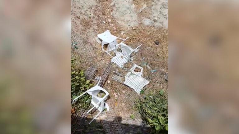 El viento desata el caos en la piscina municipal de Noalejo El viento desata el caos en la piscina municipal de Noalejo
