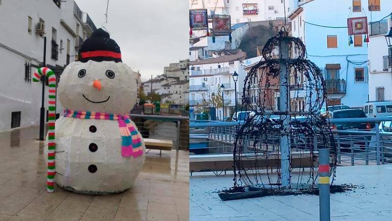 Vandalismo en Cambil con la decoración navideña de ganchillo