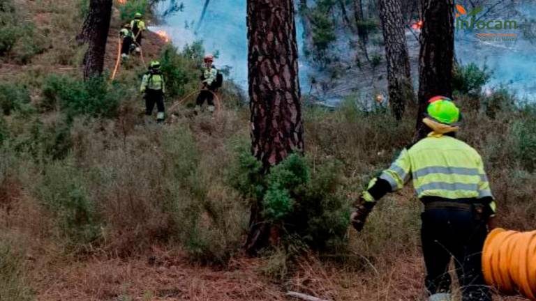Un centenar de personas y 29 medios trabajan en extinguir el incendio de Riópar, lindante con Jaén Un centenar de personas y 29 medios trabajan en extinguir el incendio de Riópar, lindante con Jaén