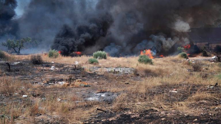 Incendio de olivos y basura junto al Polígono de Los Olivares Incendio de olivos y basura junto al Polígono de Los Olivares