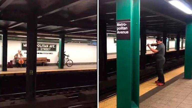 Improvisan un concierto en el metro de Nueva York Improvisan un concierto en el metro de Nueva York