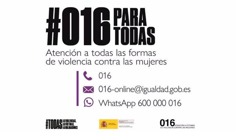 El 016 recibió en noviembre de 2021 una media de 242 llamadas al día El 016 recibió en noviembre de 2021 una media de 242 llamadas al día