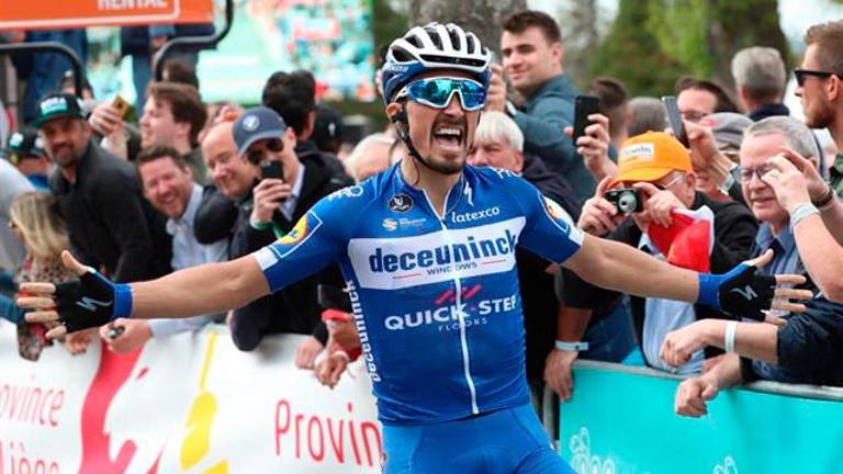 Etapa y maillot amarillo para el ciclista francés Julian Alaphilippe en Épernay Etapa y maillot amarillo para el ciclista francés Julian Alaphilippe en Épernay