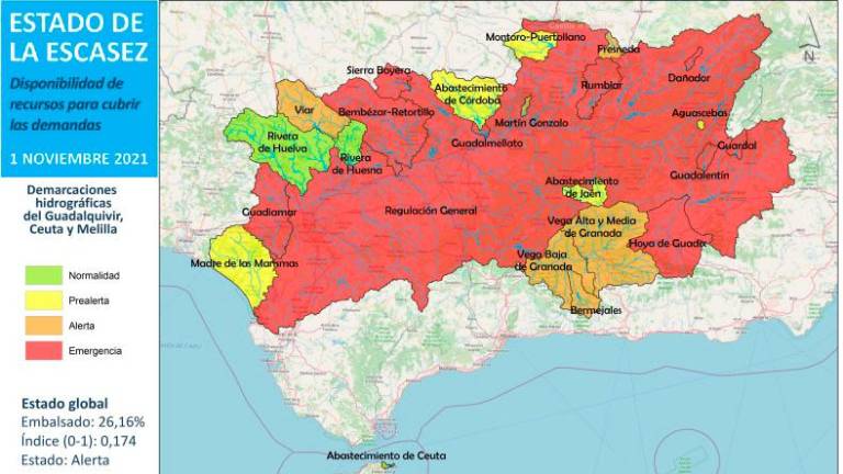 La CHG declara la sequía extraordinaria en el 80% de la reserva de agua del Guadalquivir La CHG declara la sequía extraordinaria en el 80% de la reserva de agua del Guadalquivir