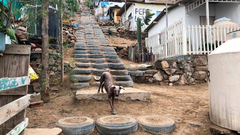 Donde las escaleras son de neumáticos Donde las escaleras son de neumáticos