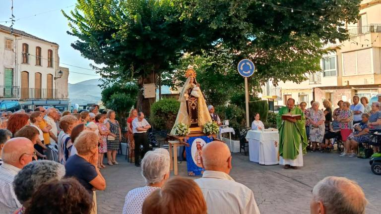 Acogedor homenaje a la Virgen del Carmen en una plaza de Castillo de Locubín Acogedor homenaje a la Virgen del Carmen en una plaza de Castillo de Locubín