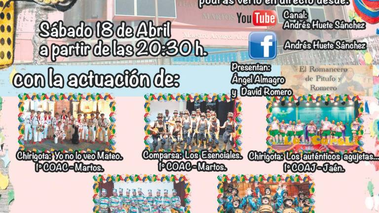El primer Festival de Carnaval Virtual “Ciudad de Martos”, en cuatro días