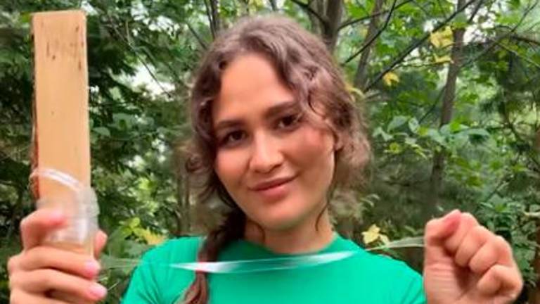 La chica del bosque que recicla botellas con mucha maña La chica del bosque que recicla botellas con mucha maña