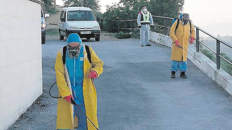 Tercera pasada en la desinfección viaria Tercera pasada en la desinfección viaria