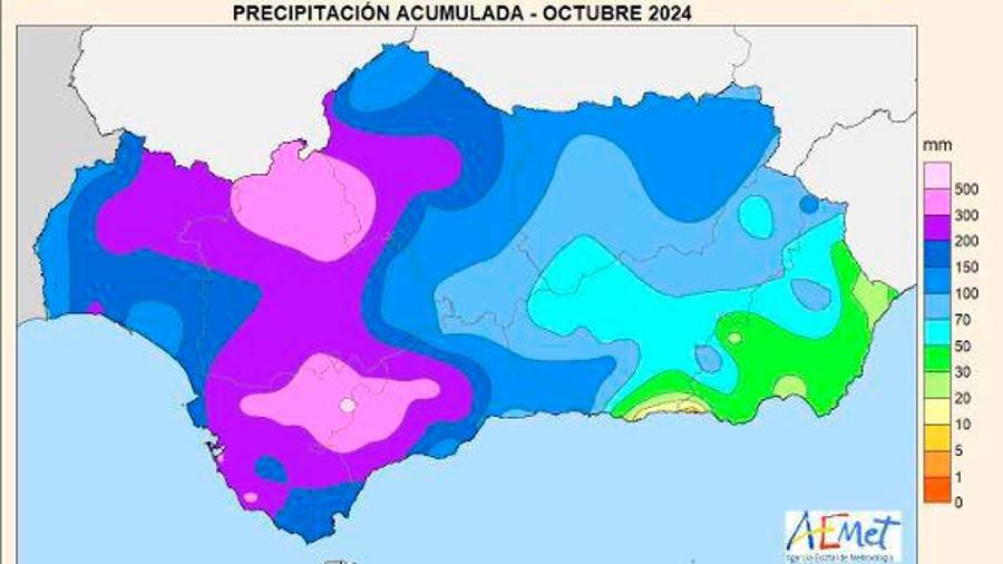 Octubre de 2024 fue el más lluvioso de la serie histórica: 147 litros por metro cuadrado de media $!Octubre de 2024 fue el más lluvioso de la serie histórica: 147 litros por metro cuadrado de media
