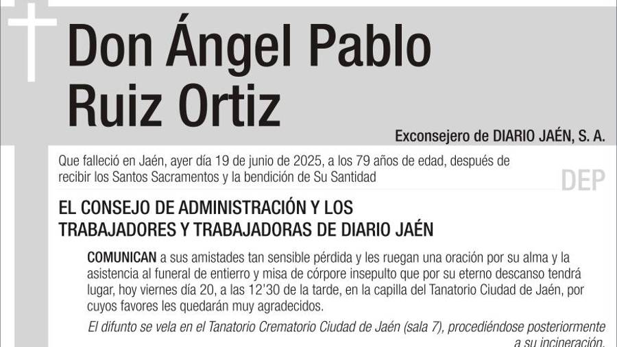 Adiós a Ángel Pablo Ruiz, una figura clave en la sociedad jiennense $!Adiós a Ángel Pablo Ruiz, una figura clave en la sociedad jiennense