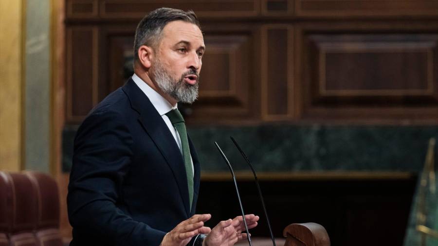 <i>Santiago Abascal durante su intervención en la primera sesión de investidura. / Carlos Luján / Europa Press.</i> <i>Santiago Abascal durante su intervención en la primera sesión de investidura. / Carlos Luján / Europa Press.</i>