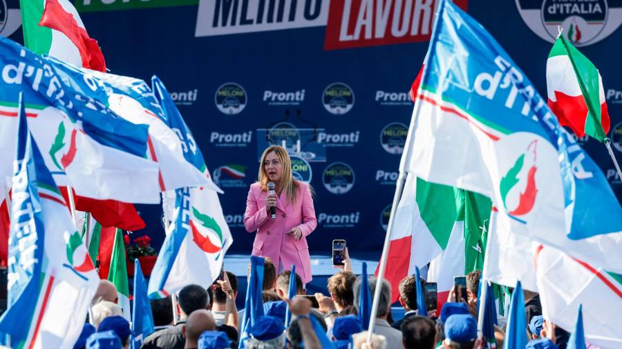 <i>Meloni en campaña, el 23 de septiembre. / Alexandro Garofalo / LaPresse Vía / DPA / Europa Press.</i> <i>Meloni en campaña, el 23 de septiembre. / Alexandro Garofalo / LaPresse Vía / DPA / Europa Press.</i>