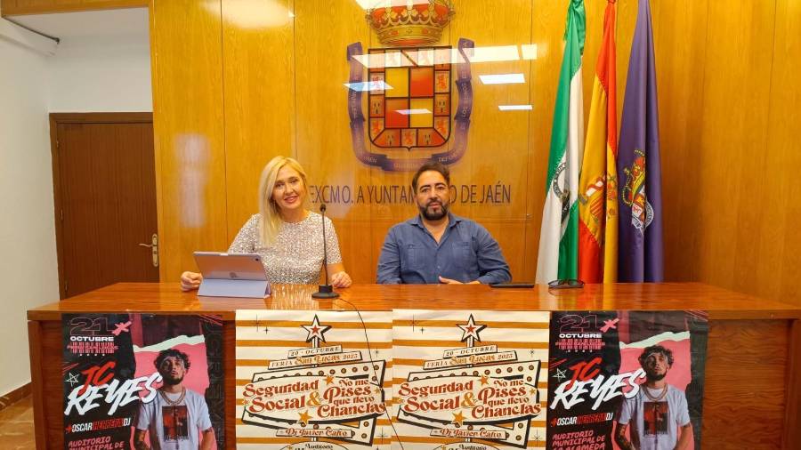 <i>María Espejo y Juanjo Gallego, este martes¡, en rueda de prensa. / Ayuntamiento de Jaén.</i> <i>María Espejo y Juanjo Gallego, este martes¡, en rueda de prensa. / Ayuntamiento de Jaén.</i>