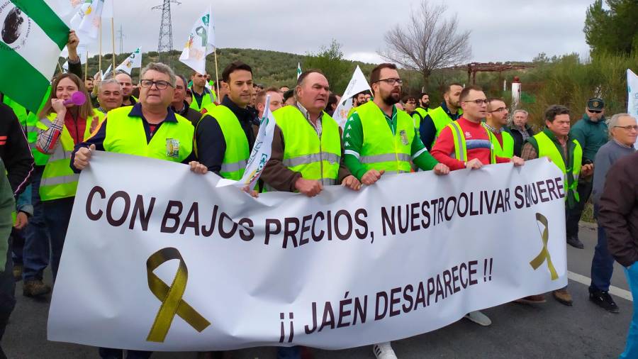 <i>Protesta en la A-44, a su paso por el Puerto Carretero.</i> <i>Protesta en la A-44, a su paso por el Puerto Carretero.</i>