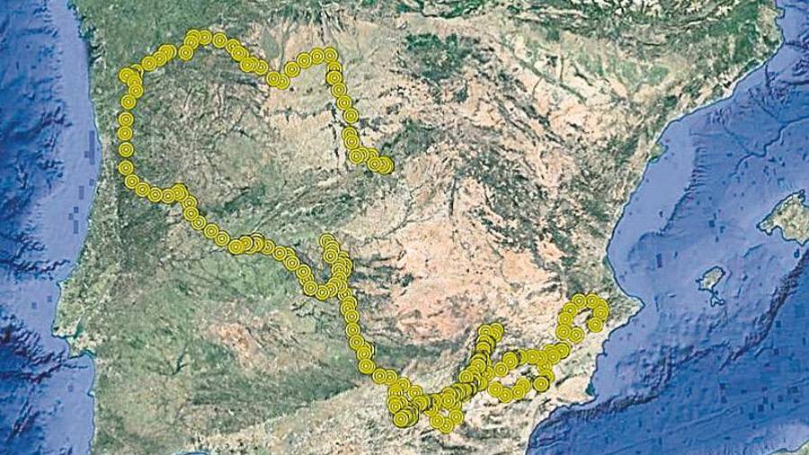 <i>RECORRIDO. Mapa de movimientos de Trashumancia durante mayo.</i> <i>RECORRIDO. Mapa de movimientos de Trashumancia durante mayo.</i>