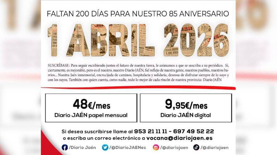Suscríbase a Diario JAÉN, el periódico de nuestra tierra, que pronto cumplirá 85 años $!Suscríbase a Diario JAÉN, el periódico de nuestra tierra, que pronto cumplirá 85 años