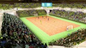 VIRTUAL. Reconstrucción virtual de la cancha del palacio de deportes Olivo Arena, que se proyecta en Ifeja. 