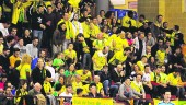 APOYO. Numerosos seguidores amarillos apoyaron al Jaén Paraíso Interior FS en Córdoba.