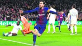 ALEGRÍA. Leo Messi celebra uno de los dos goles conseguidos en el partido ante el Chelsea.