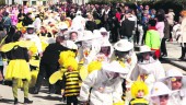 DESENFADO. Un grupo con atuendos de abejas y apicultores, durante el pasacalles.