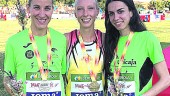PODIO. Natalia Romero, Zoya Naumov y Adriana Cagigas posan con sus medallas en Getafe.