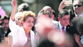 BRASIL. Rousseff, a su salida del Palacio de Planalto.