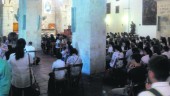 FALLECIMIENTO. Comunidad educativa del “San Vicente de Paúl”, en la misa celebrada en la iglesia de La Magdalena.
