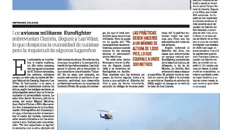 Susto de La Loma a Mengíbar por el estruendo de dos cazas Susto de La Loma a Mengíbar por el estruendo de dos cazas