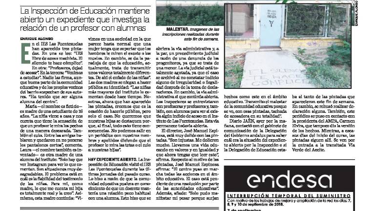 Apartado el profesor señalado por acoso en Las Fuentezuelas Apartado el profesor señalado por acoso en Las Fuentezuelas