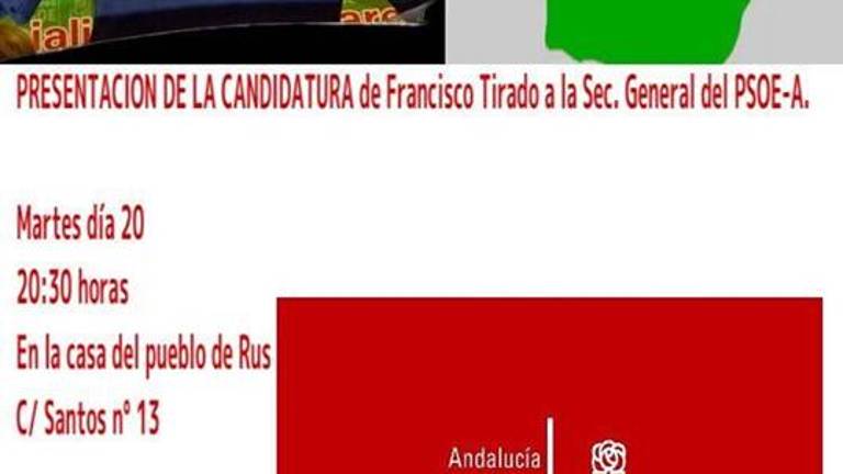 Francisco Tirado, afín a Sánchez, formaliza su precandidatura a liderar el PSOE-A Francisco Tirado, afín a Sánchez, formaliza su precandidatura a liderar el PSOE-A