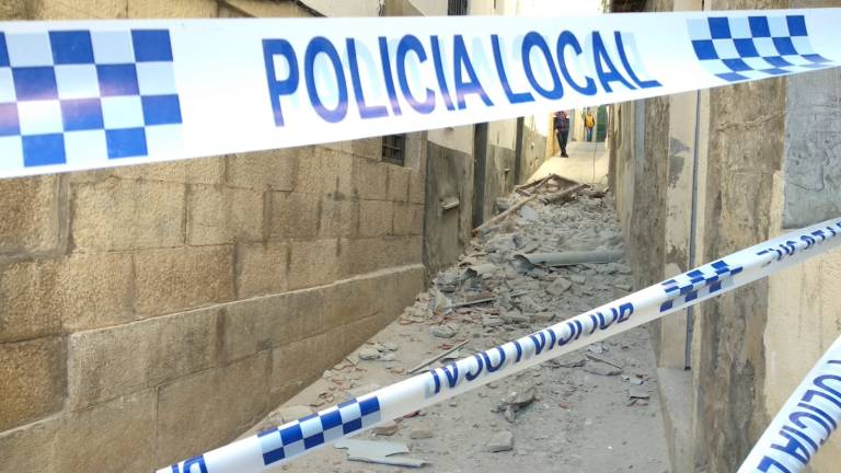 Derrumbe de una fachada en el casco antiguo de Jaén