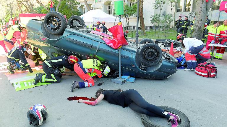 Simulacro de accidente de tráfico