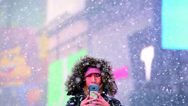 Un “selfie” bajo los copos en Nueva York Un “selfie” bajo los copos en Nueva York