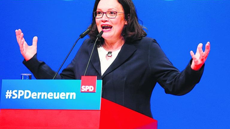 Andrea Nahles, la primera presidenta del SPD alemán