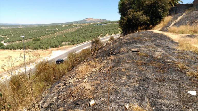 Incendio en un solar de la Nacional 322